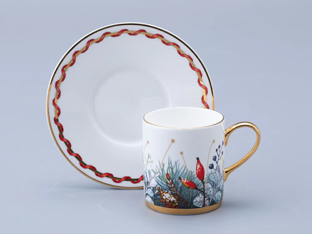 LOMONOSOV IMPERIAL BONE CHINA PORCELAIN COFFEE CUP AND SAUCER IDYLL KALENDA 115 Ml