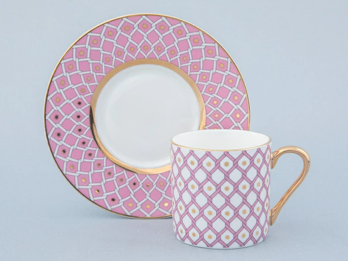 Lomonosov Imperial Bone China Porcelain Coffee Cup And Saucer Idyll Pink  115 Ml