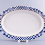 LOMONOSOV IMPERIAL PORCELAIN SERVING PLATTER OVAL HERRING DISH COBALT NET 35