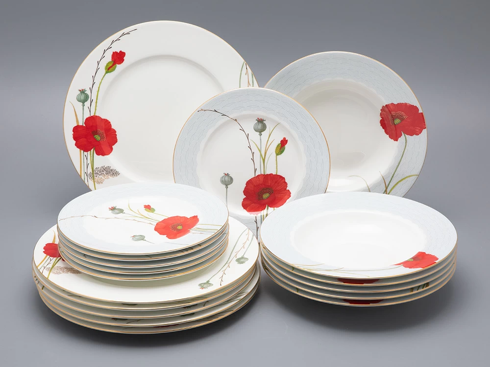 Lomonosov Porcelain Dinner set Poppy for 6 persons