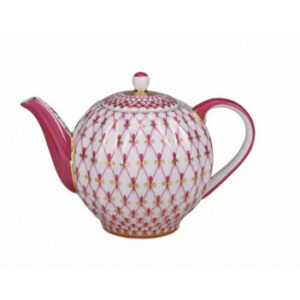 LOMONOSOV IMPERIAL PORCELAIN TEAPOT TULIP RED NET TWO 3 CUPS 600 ML