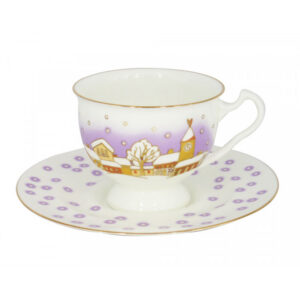 LOMONOSOV IMPERIAL BONE CHINA PORCELAIN TEA CUP AISEDORA SNOWFALL 240 ml