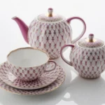 LOMONOSOV IMPERIAL PORCELAIN TEA SET SERVICE TULIP RED NET 20 items