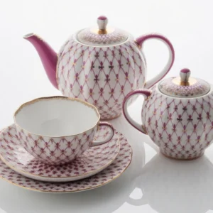 LOMONOSOV IMPERIAL PORCELAIN TEA SET SERVICE TULIP RED NET 20 items