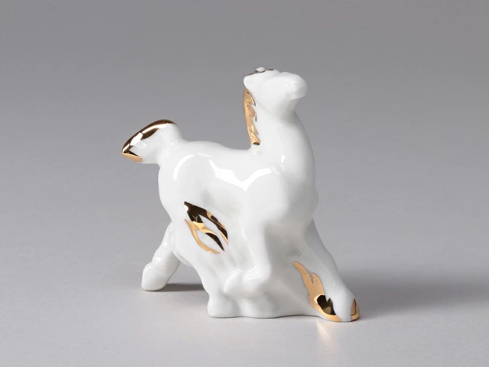 Lomonosov Porcelain Sculpture of the Horse (zodiac sign) in gold