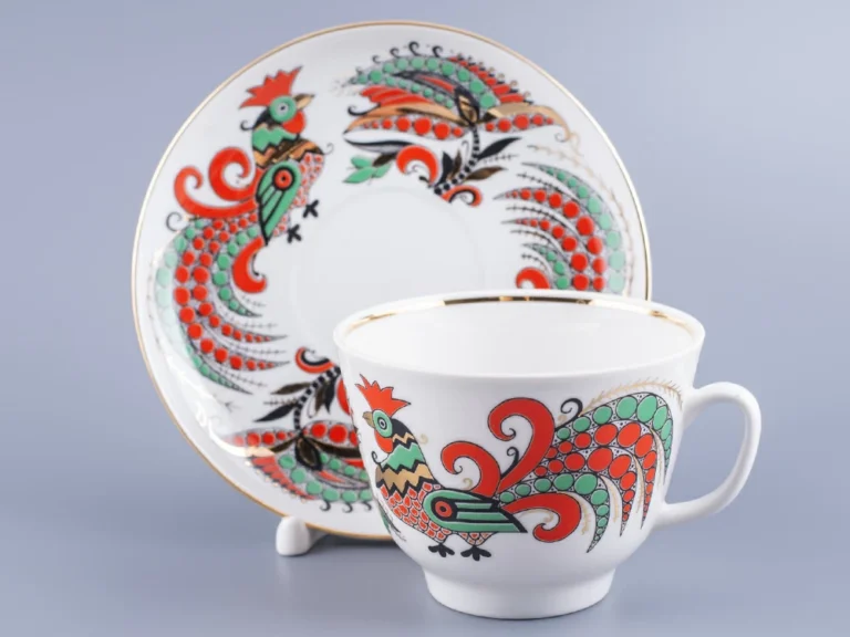Lomonosov Porcelain Gift cup and saucer "Two Roosters" 350 ml