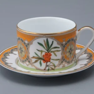 Lomonosov Porcelain  cup and saucer Siberian Sea Buckthorn ,250ml