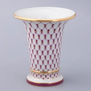 LOMONOSOV IMPERIAL PORCELAIN FLOWER VASE RED NET EMPIRE 20 CM