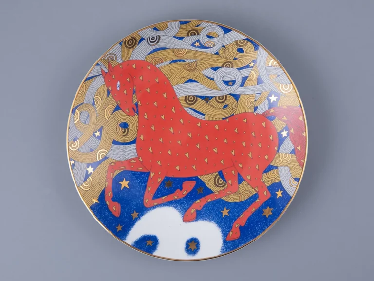Lomonosov Porcelain Decorative plate 195 mm Ellipse shape, Year of the Horse