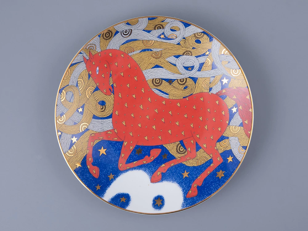 Lomonosov Porcelain Decorative plate 195 mm Ellipse shape, Year of the Horse