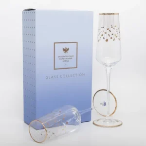 Set of two 230ml champagne glasses in a gift box gold Azure pattern