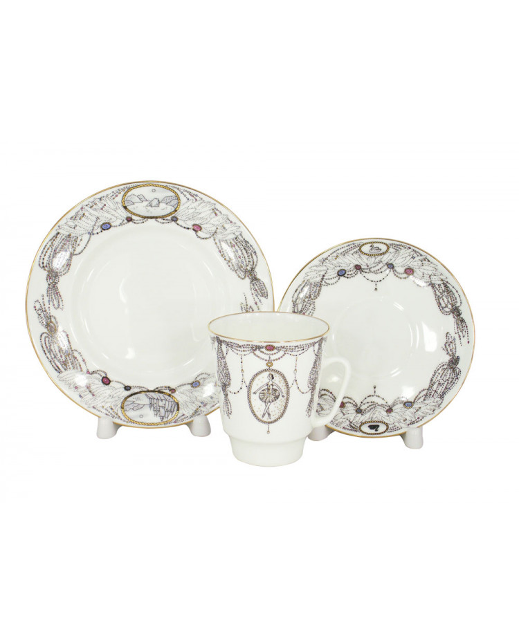 LOMONOSOV IMPERIAL BONE CHINA PORCELAIN ESPRESSO CUP SET MAY BALLET SWAN LAKE 165 ml