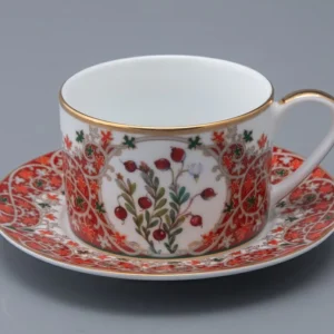 Lomonosov Porcelain  cup and saucer Cranberry 250ml