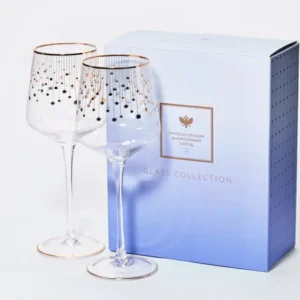 Set of two 430ml wine glasses in a gift box gold Azure
