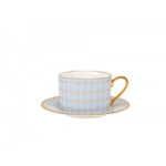 LOMONOSOV IMPERIAL BONE CHINA PORCELAIN TEACUP AND SAUCER IDYLL AZURE v.2 250 Ml
