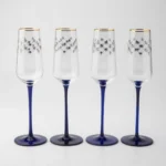 LOMONOSOV IMPERIAL GLASS CHAMPAGNE BUBBLY WINE COBALT NET SET 4 PC 200 ML
