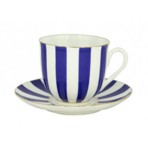 LOMONOSOV IMPERIAL BONE CHINA PORCELAIN ESPRESSO CUP YES AND NO COBALT BLUE 180 ml