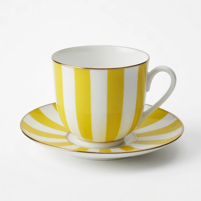 LOMONOSOV IMPERIAL BONE CHINA PORCELAIN ESPRESSO CUP YES AND NO YELLOW180 ml