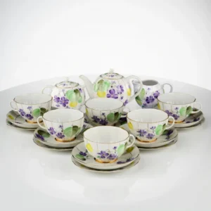 Lomonosov Imperial Porcelain Tea Set Service Tulip Forest Violet 20 Items
