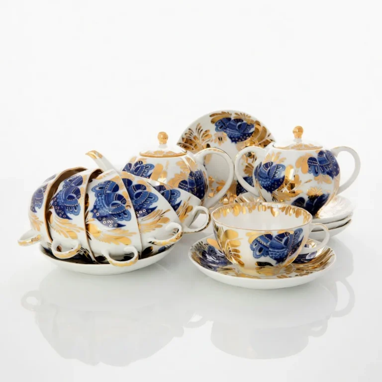 LOMONOSOV IMPERIAL PORCELAIN TEA SET SERVICE TULIP GOLDEN GARDEN 20 items
