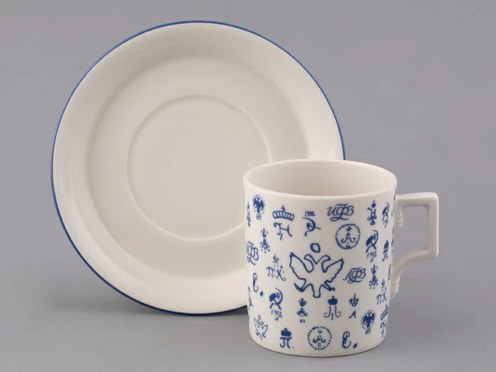 Lomonosov Porcelain cup with saucer Logo 2 220ml