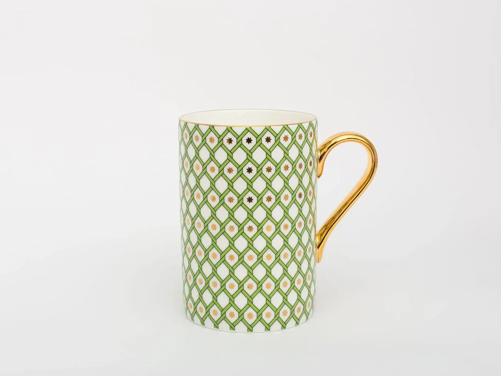 Lomonosov Imperial Bone China Porcelain Coffee Mug Idyll Green Lime V.1 400 Ml