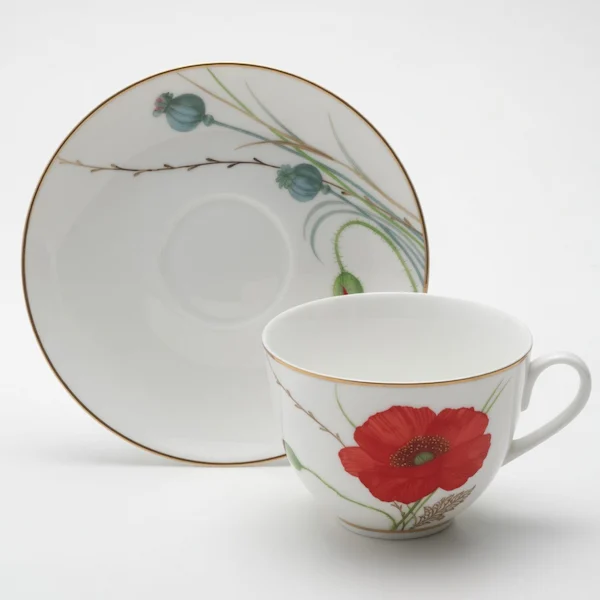 Lomonosov Porcelain teacup with saucer Spring Poppy 250ml