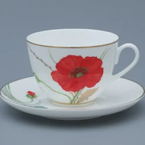 Lomonosov Porcelain teacup with saucer Spring Poppy 250ml