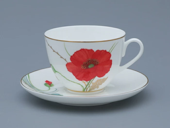 Lomonosov Porcelain teacup with saucer Spring Poppy 250ml