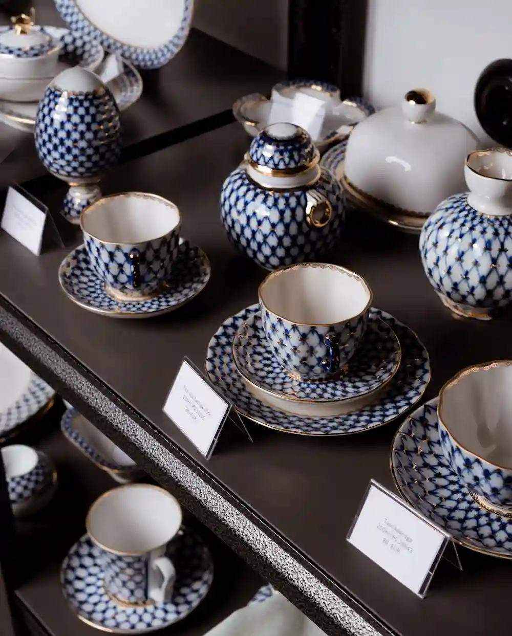Cobalt Net tea sets for sale in our Tallinn boutique
