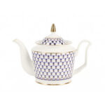 LOMONOSOV IMPERIAL BONE CHINA PORCELAIN TEAPOT COBALT NET YULIA 700 ml