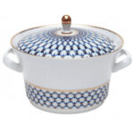 Lomonosov Imperial Porcelain Cobalt Net Soup Tureen