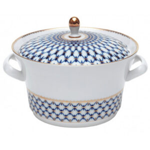 Lomonosov Imperial Porcelain Cobalt Net Soup Tureen
