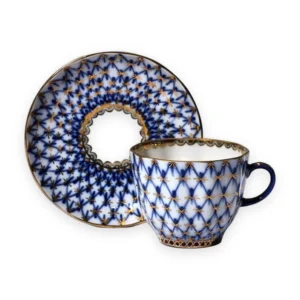 Kobaltnetz Tasse mit Untertasse, Form Tulpe, 140 ml