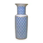 Flower Vase, 1200 ml, Cylinder Shape, Cobalt Net Pattern