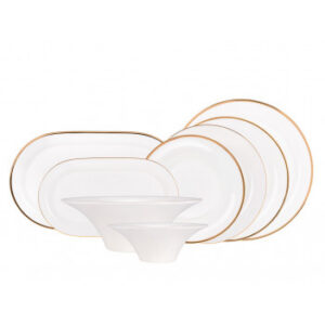 Lomonosov Bone China Porcelain Dinner Set Golden Ribbon 24 Pieces