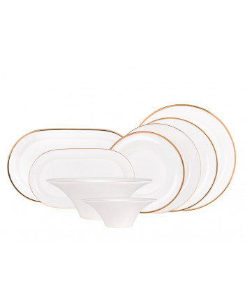 Lomonosov Bone China Porcelain Dinner Set Golden Ribbon 24 Pieces